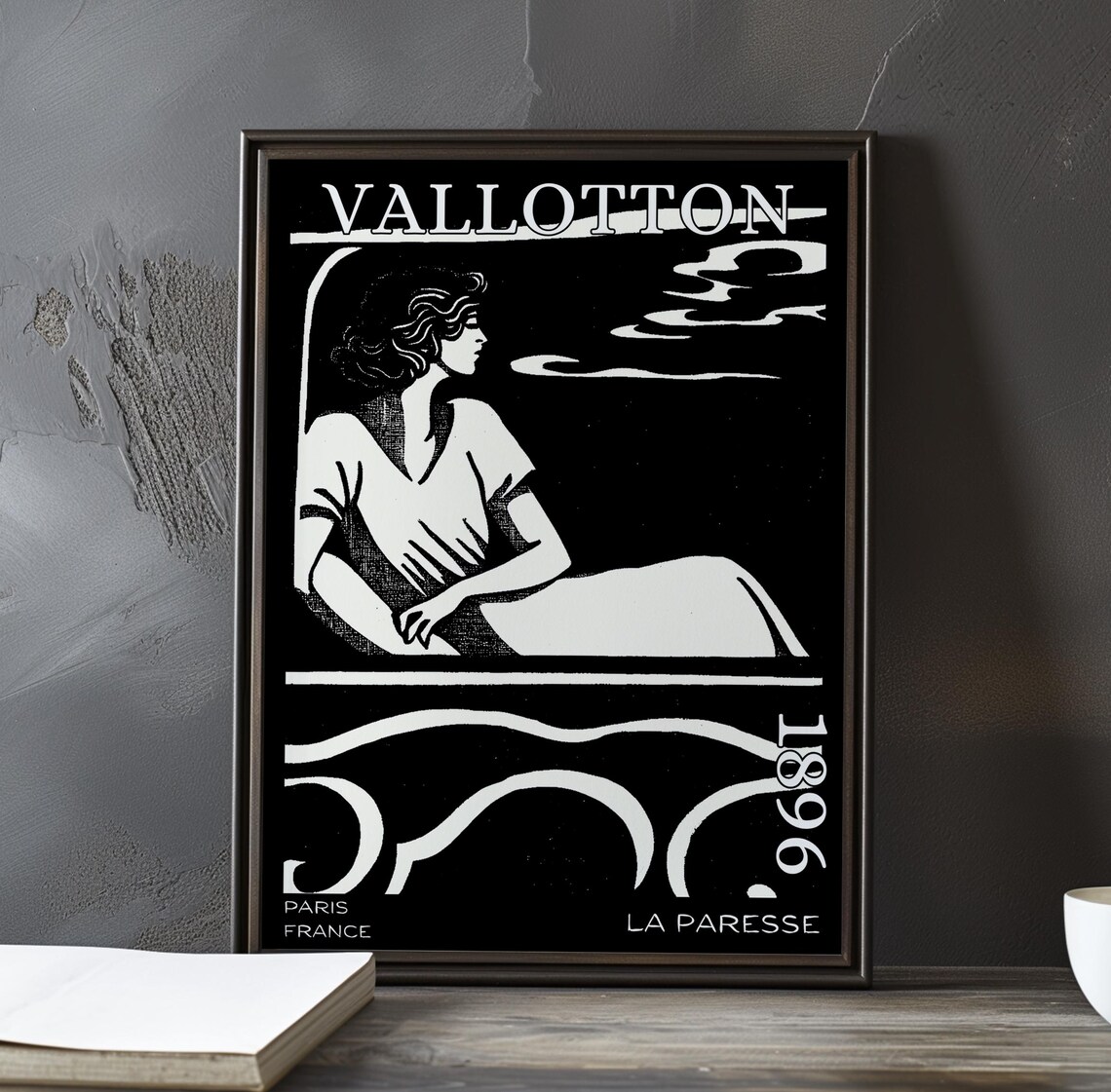 Vallotton La Paresse 1896 Reclining Woman Waves Original Woodcut Art Poster
