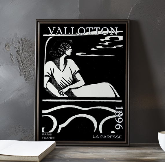 La Paresse 1896 Flix Vallotton Print Poster Nabis Woodcut Symbolist Female Black And White Minimalist Artwork Dark Moody Wall Art