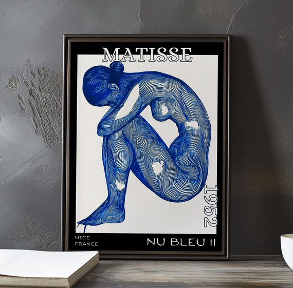Henri Matisse Nu Bleu II 1952 Curled Figure Blue Line Drawing Poster