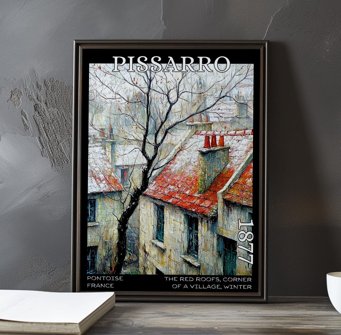 Pissarro 1877 Red Roofs Bare Winter Tree Village Houses Poster