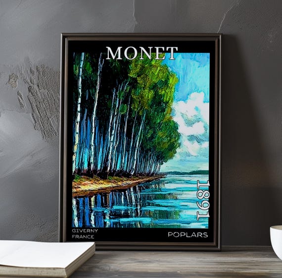 Poplars 1891 Claude Monet Print Poster Impressionism Post Impressionist Trees French River Landscape Seasonal Color Study Art Decor