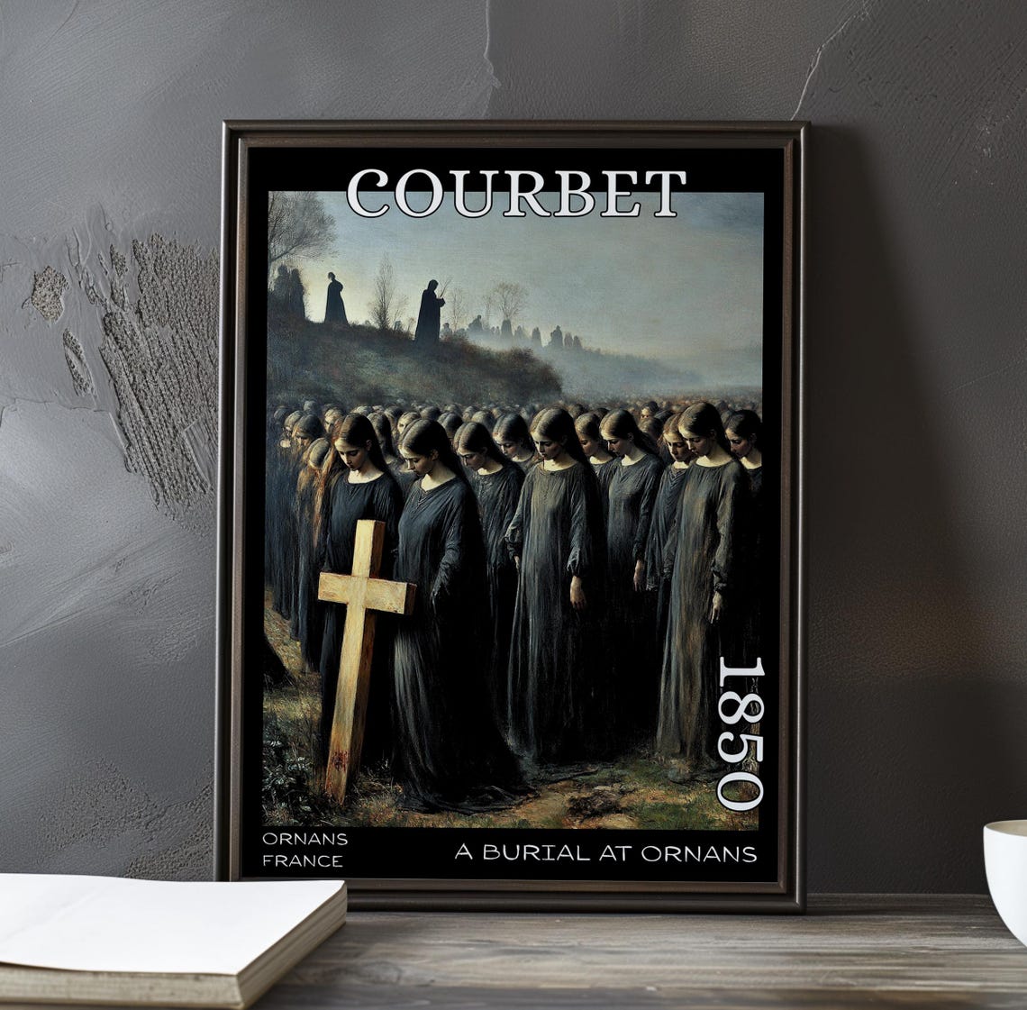 A Burial at Ornans Procession with Wooden Cross 1850 Courbet Poster