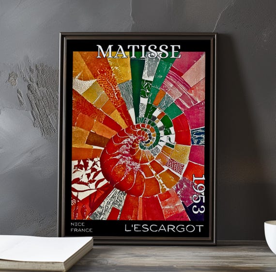 Lescargot 1953 Henri Matisse Print Poster Modern Abstract Spiral Art Collage Cutout French Post Impressionism Decor 20th Century