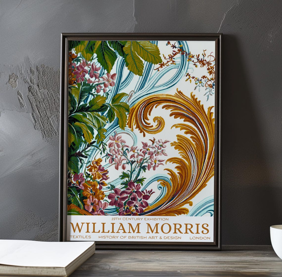 William Morris Golden Acanthus Scrolls Floral Exhibition Poster