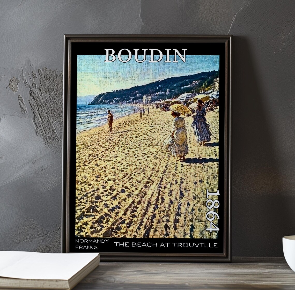 Eugene Boudin Trouville Wide Beach Promenade Headland 1864 Poster