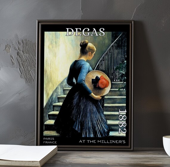 Edgar Degas At The Milliners 1882 Woman Staircase Hat Poster
