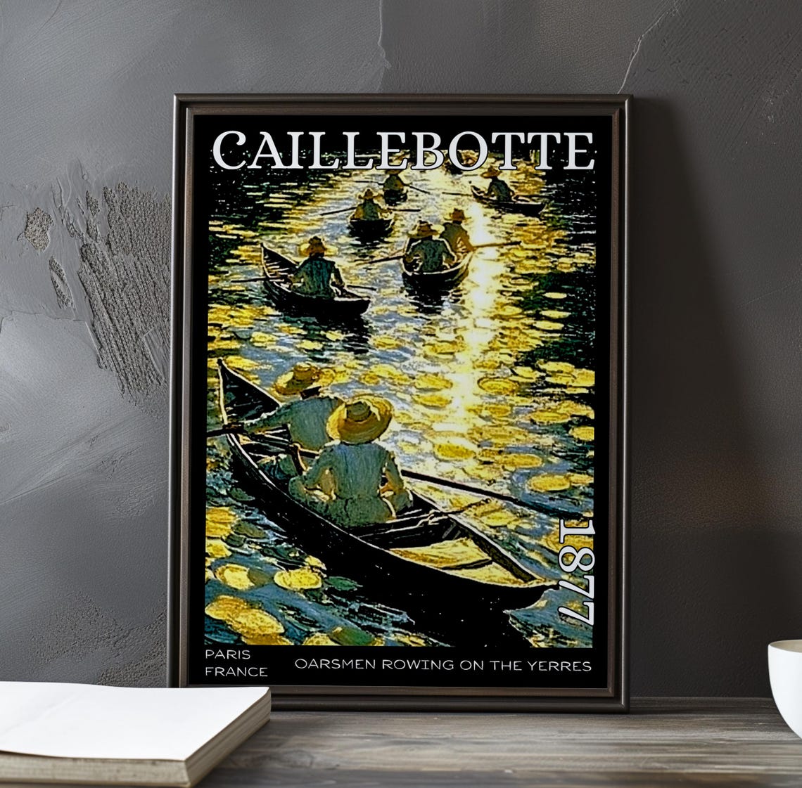 Caillebotte Canoe Rowers in Straw Hats Overhead Water Poster