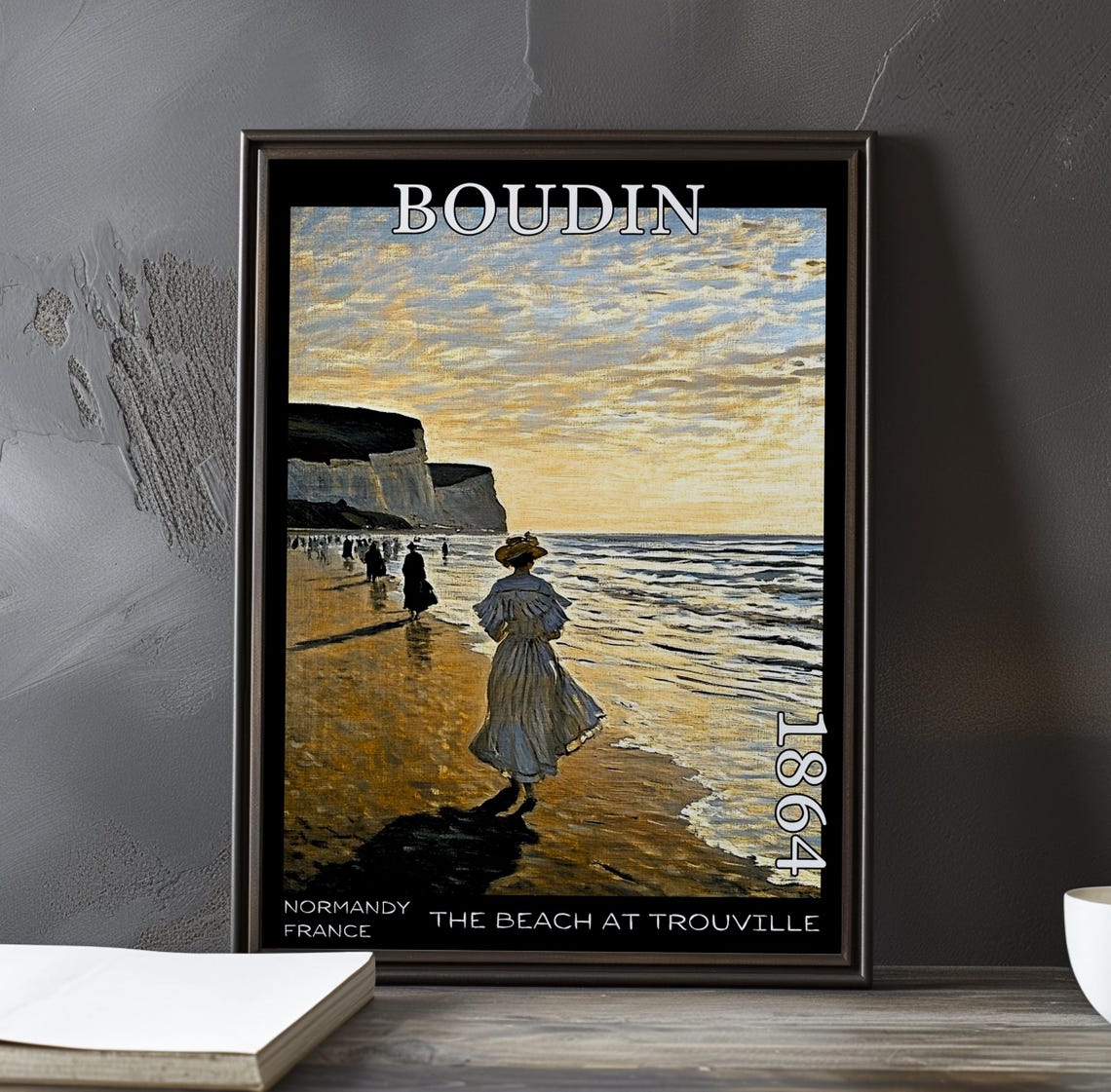 Eugene Boudin Trouville Woman Golden Sunset Cliffs 1864 Poster
