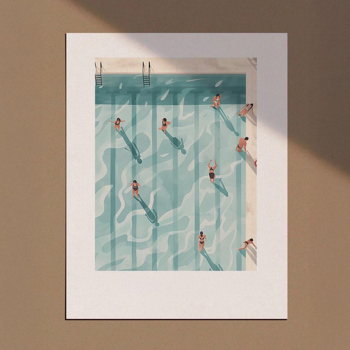 Minimalist Tiny Swimmers Pool Art Print