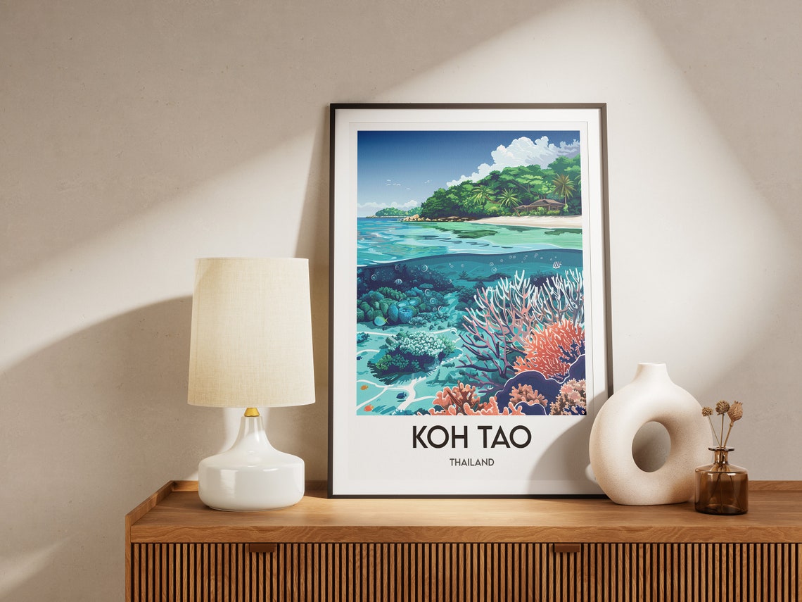 Koh Tao Thailand Coral Reef Diving Snorkeling Ocean Sea Poster - Image 2