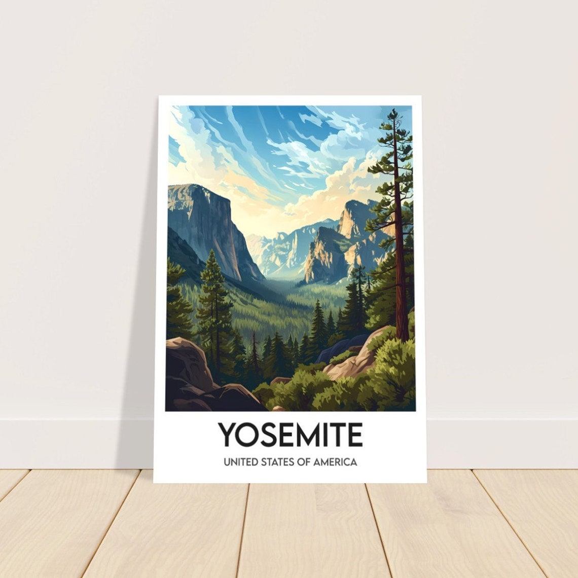 Yosemite USA Granite Valley Cliffs and Pine Forest Classic Poster - Image 2
