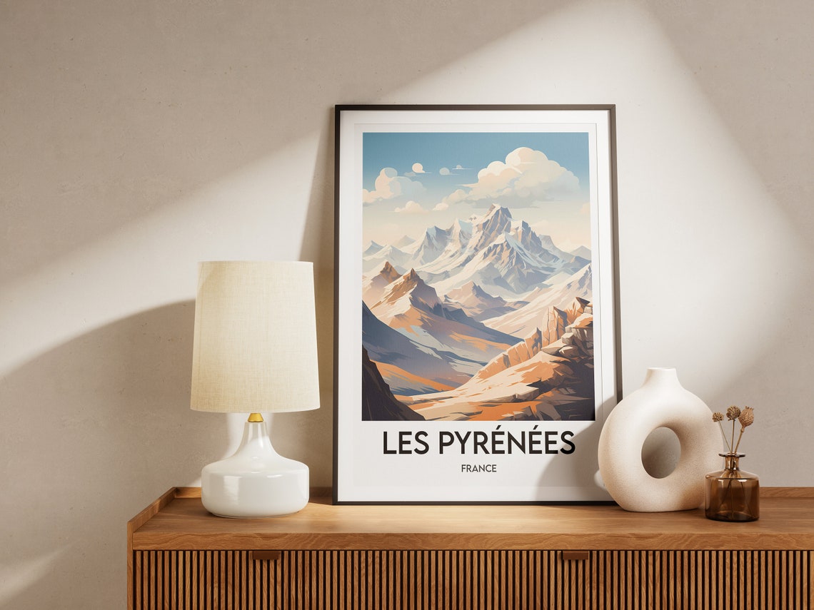Pyrenees Mountain Peaks Alpine Valley France Nature Poster Art - Image 2
