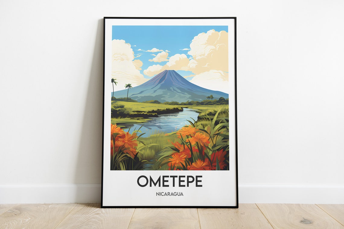 Ometepe Nicaragua Travel Poster Print Illustration Gift