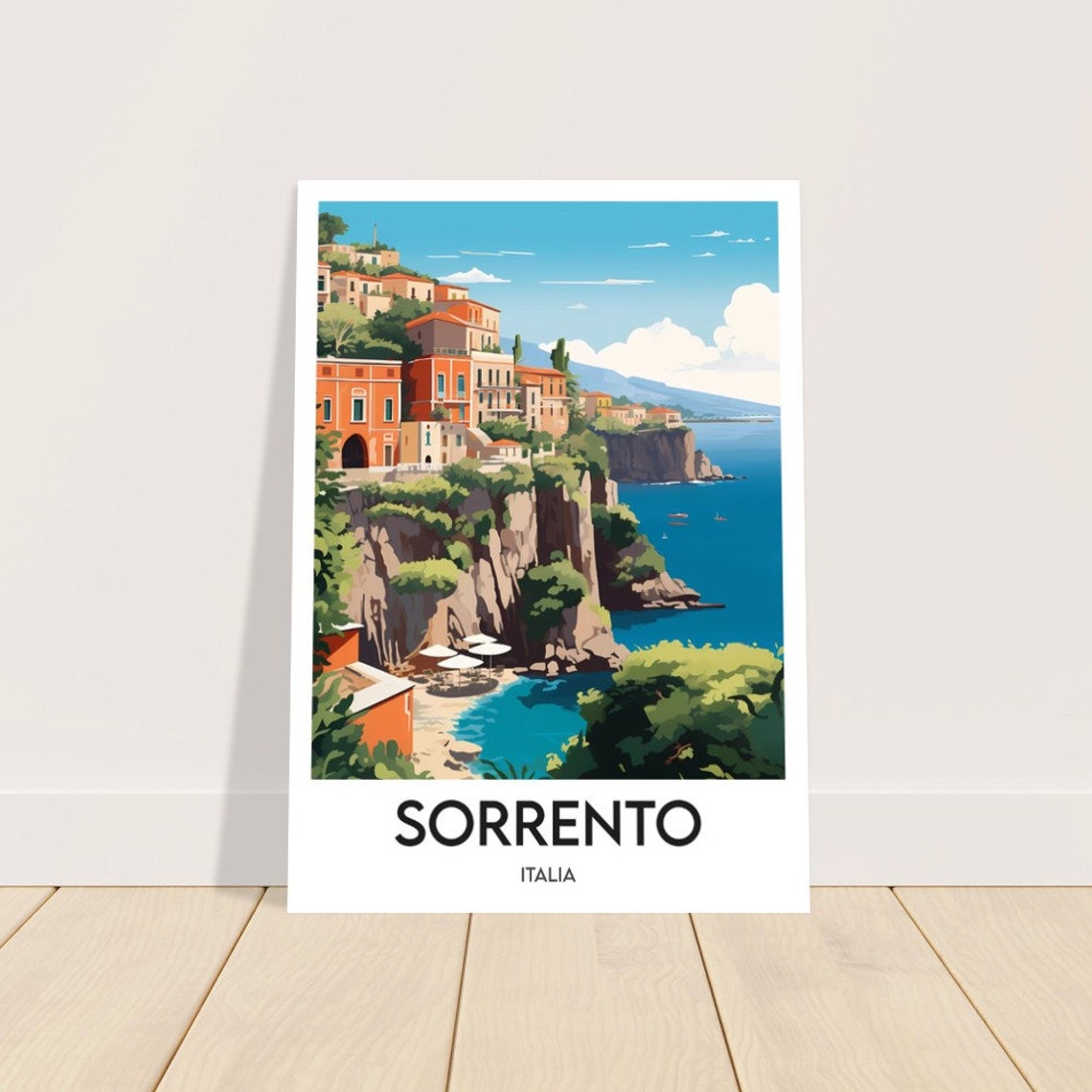 Sorrento Italy Cliffside Village Cove Amalfi Coast Travel Poster - Image 2