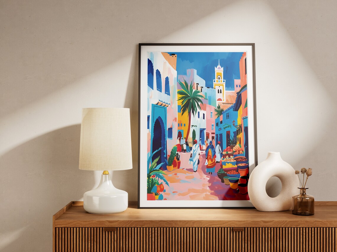Marrakech Gouache Painting Morocco Poster Print Wall Art Marrakech Home Decor - Image 2