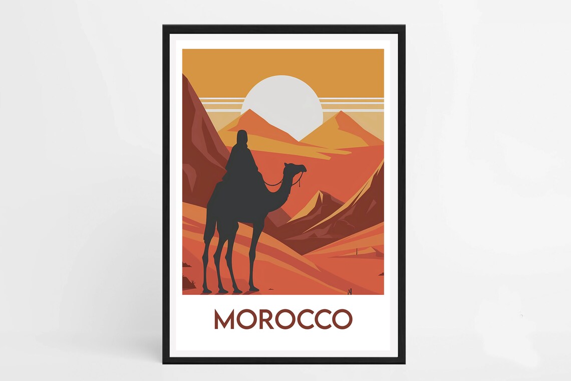 Morocco Print Travel Poster Morocco Camel Morocco Desert Print