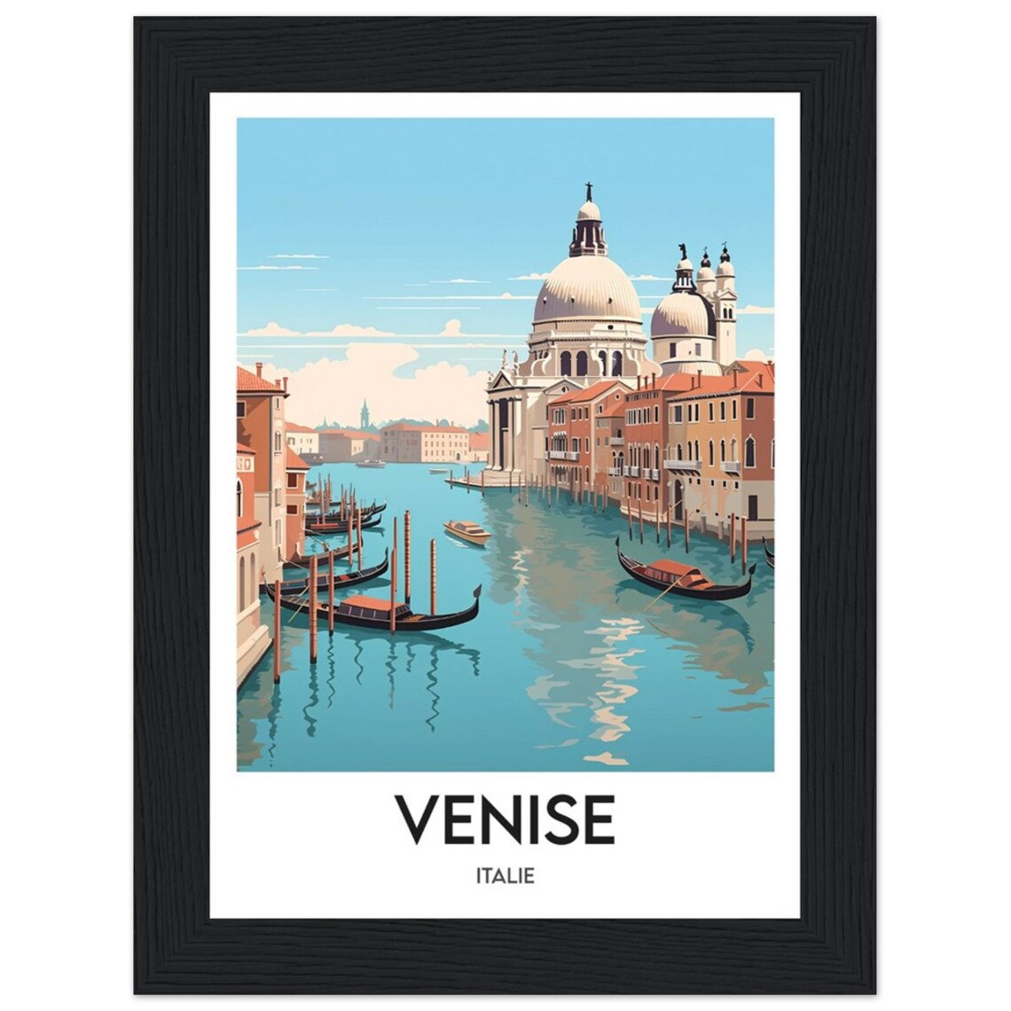 Venice Italy Grand Canal Gondolas Basilica Salute Travel Poster