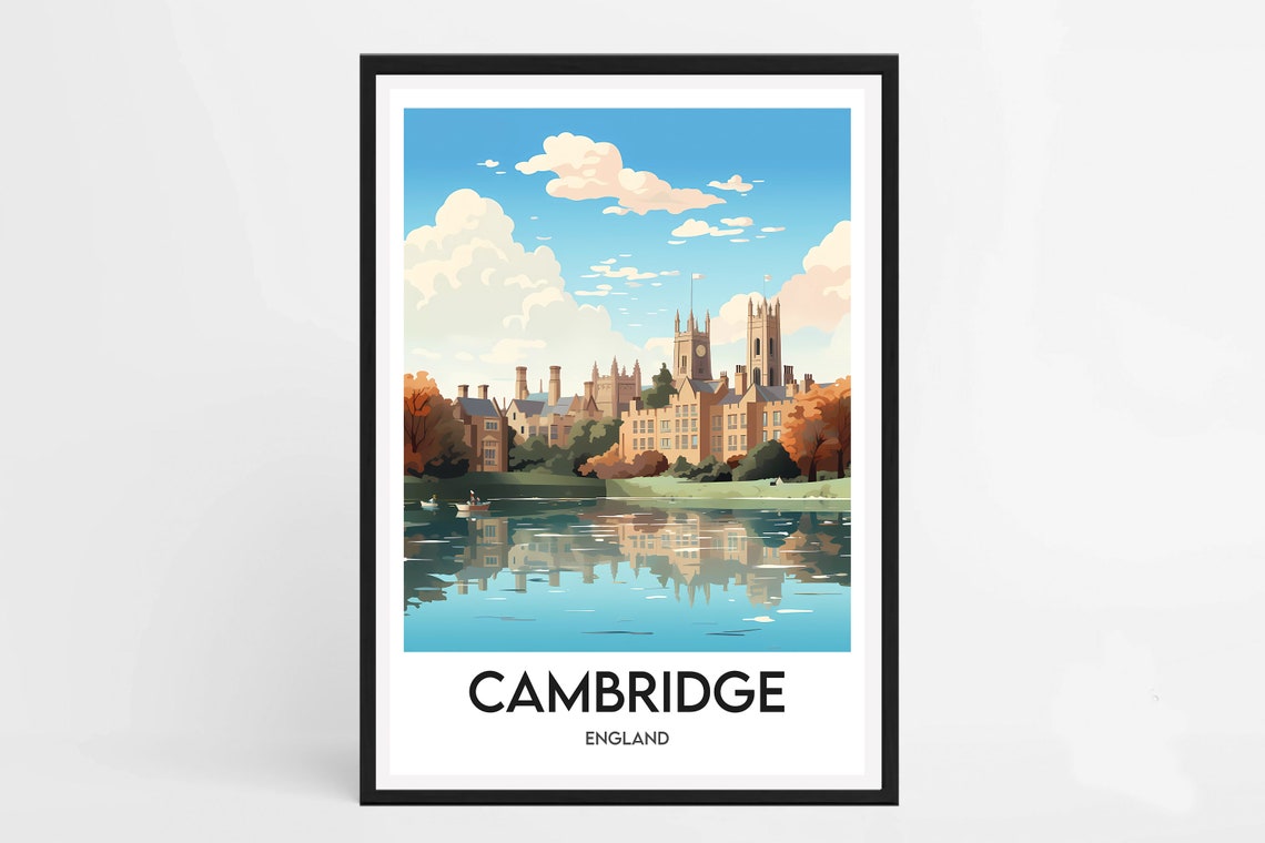 Cambridge England Historic Colleges Riverside Autumn Travel Poster - Image 2