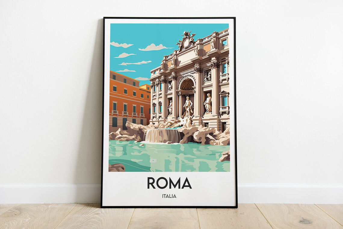 Rome Italy Travel Poster, Vintage City Art Print