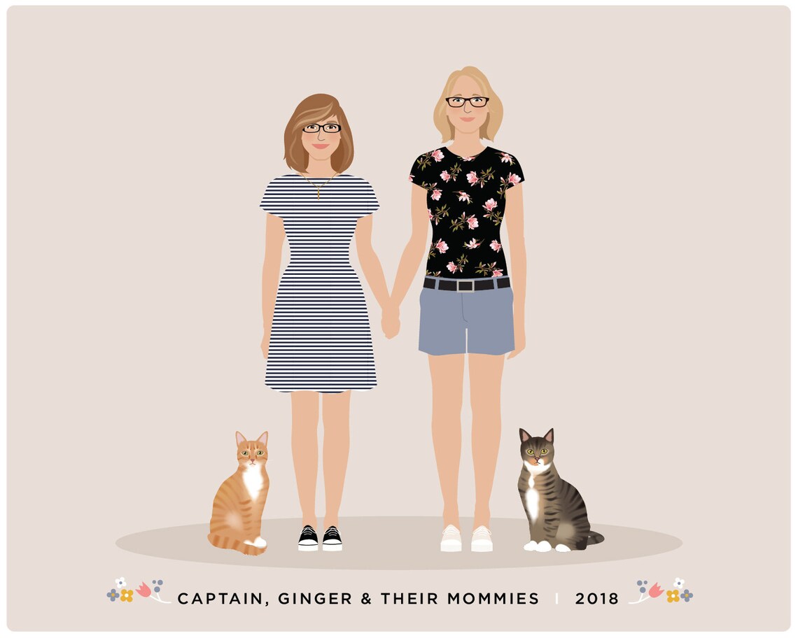 Modern Illustration of Four Women Our Family Portrait Poster - Image 3