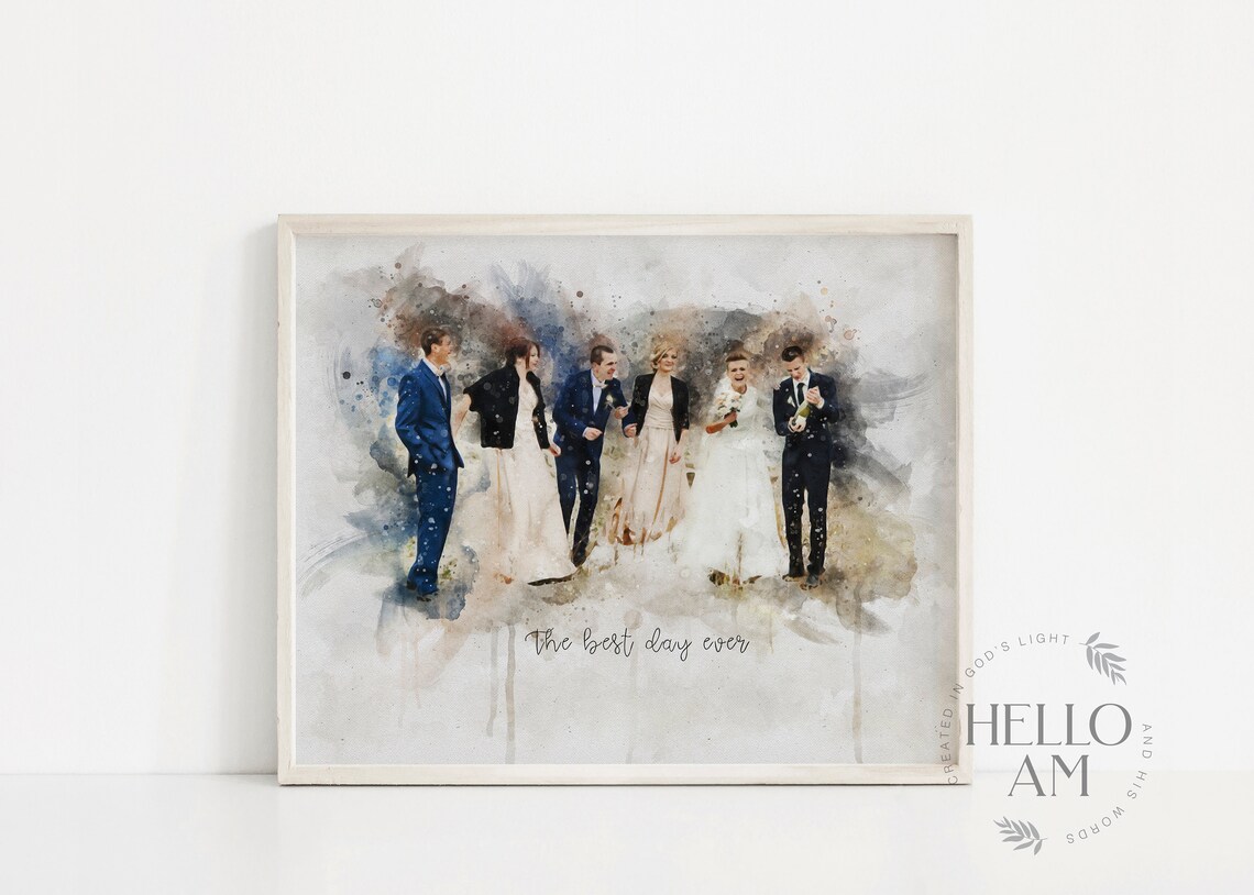 Custom Bridesmaid Portrait Art Print, Bride And Maid Of Honour - Image 4