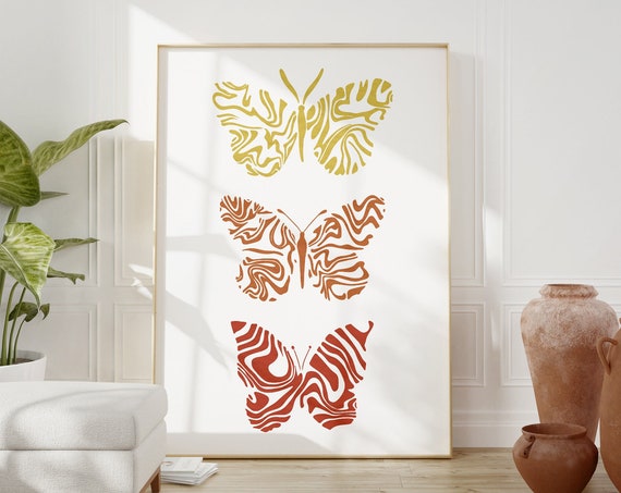 Colorful Butterfly Poster Print Butterfly Wall Art Trendy Wall Art Preppy Room Decor Maximalist Decor Boho Wall Art Boho Decor