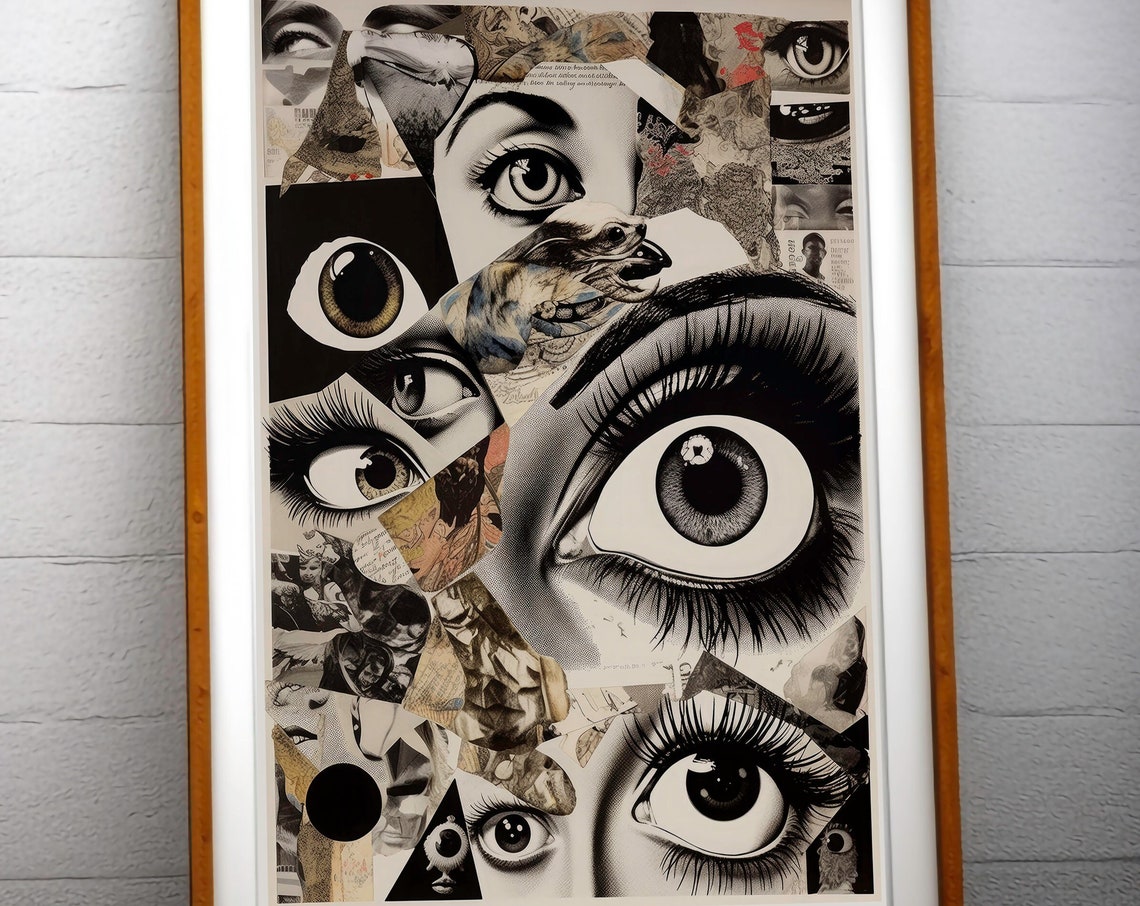 Surreal Dark Eye Collage Gothic Macabre All Seeing Eyes Wall Art - Image 2