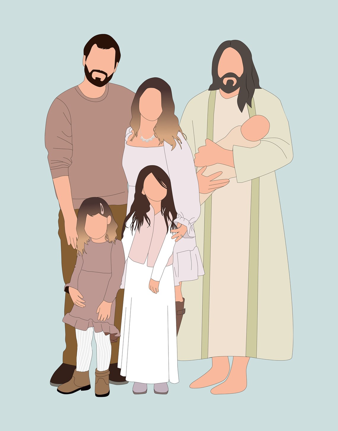 Custom Angel Baby Family Portrait, Jesus Memorial Print - Image 5
