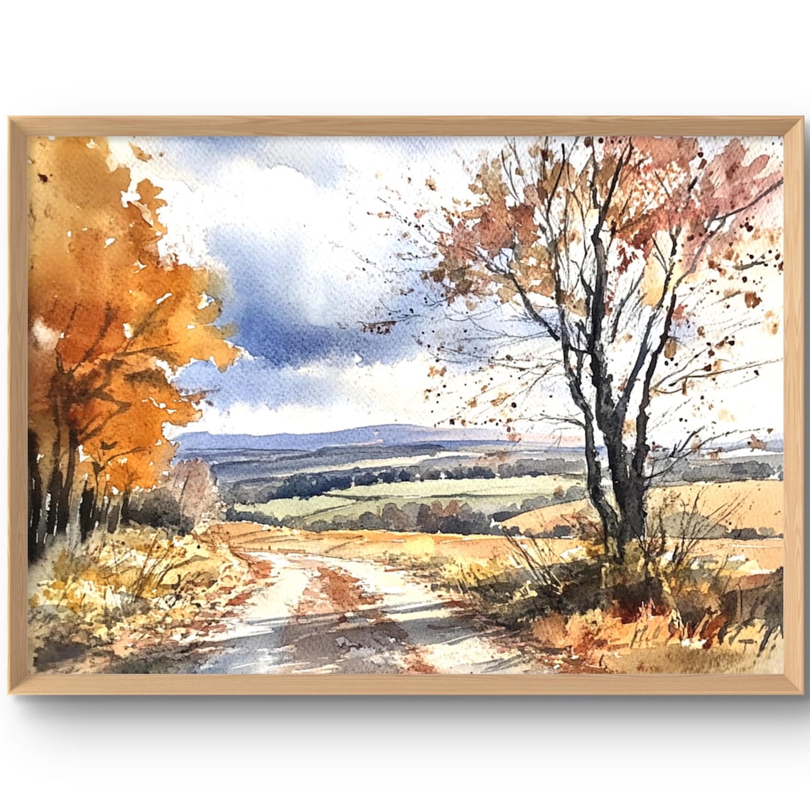 Autumn Landscape Art Print, Modern Farmhouse Trees