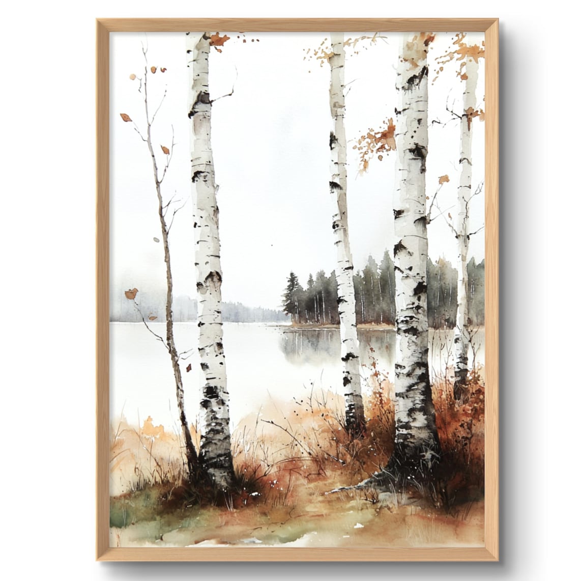 Birch Tree Minimalist Watercolor Forest Art Print