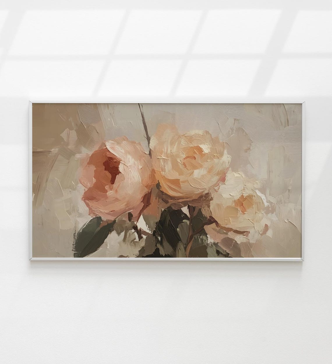 Blush Pink Peonies Abstract Textured Floral Oil Painting Art Poster
