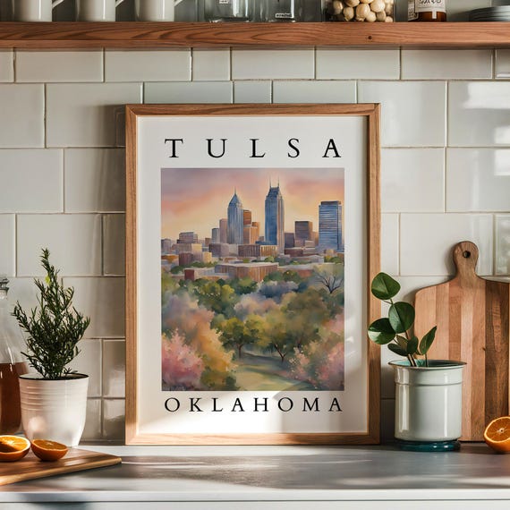 Tulsa Oklahoma Print Skyline Wall Art Cityscape