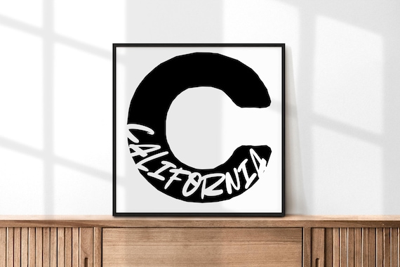 California Letter C Typography Poster Modern Black White State Wall Decor Art