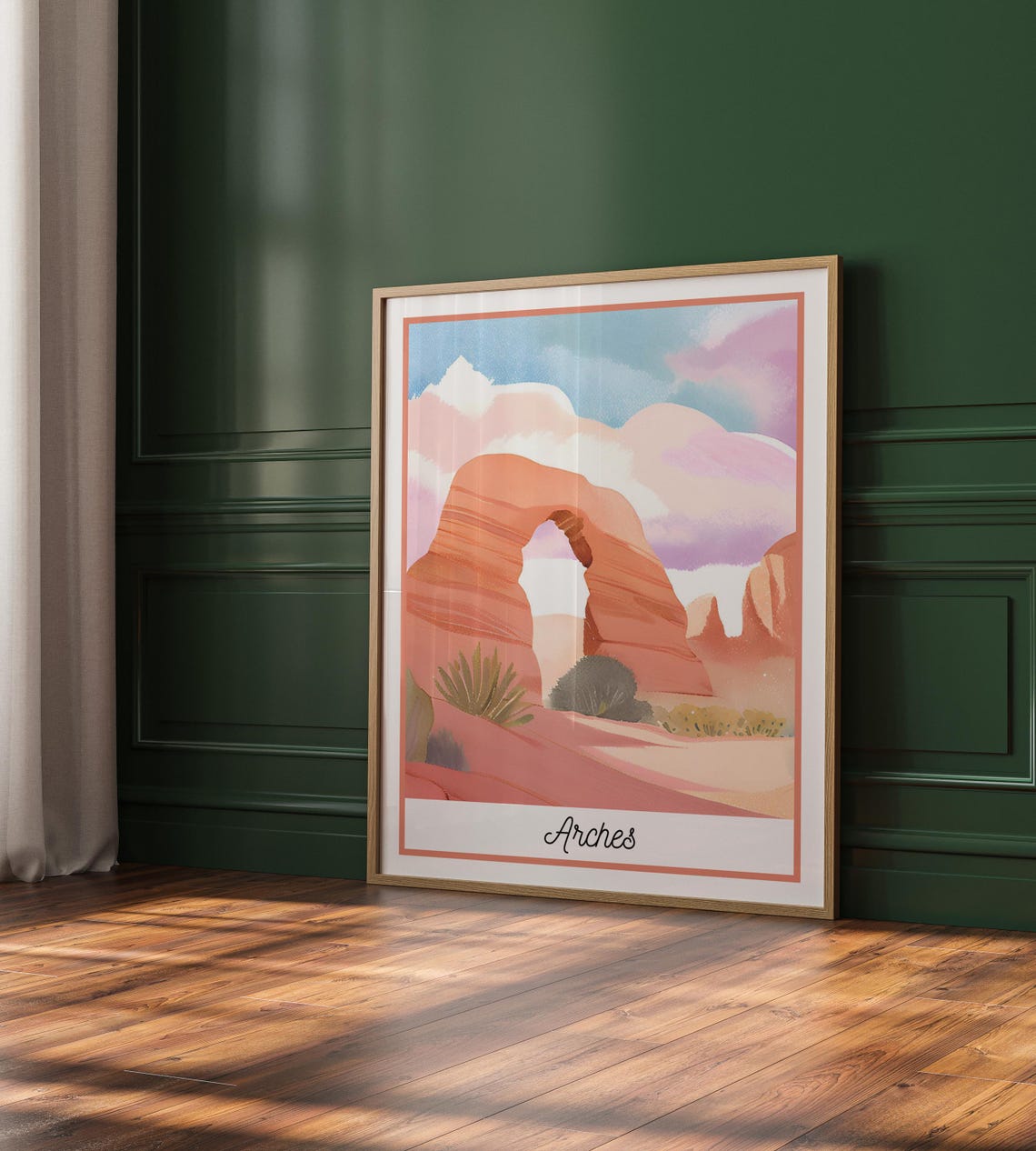 Arches National Park Utah Red Sandstone Arch Desert Cloudscape Poster