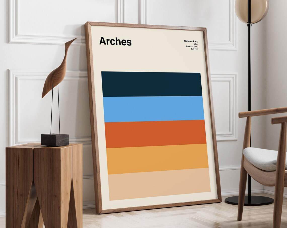Arches Utah National Park Mid-Century Travel Poster