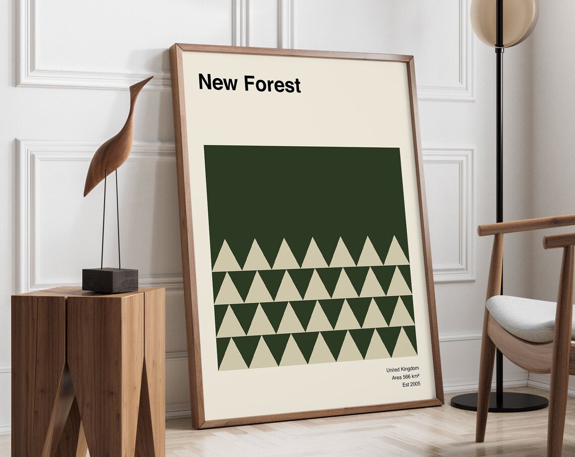 New Forest Mid-Century Travel Poster, Art Print