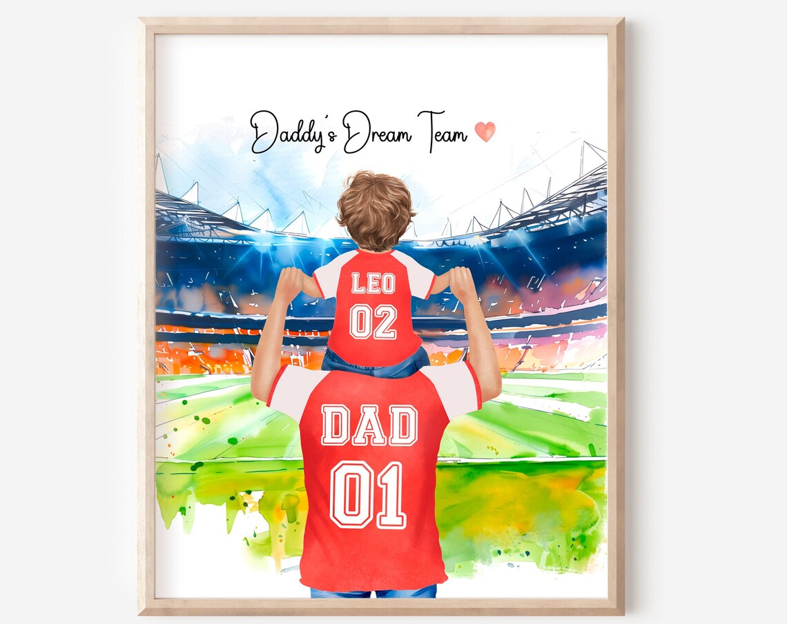 Fathers Day Custom Gift Daddys Dream Team Personalised Print Football Family Print Granddad Dad Birthday Gift Soccer Family