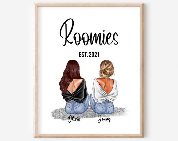 Roommates Personalized Illustration Art Print
