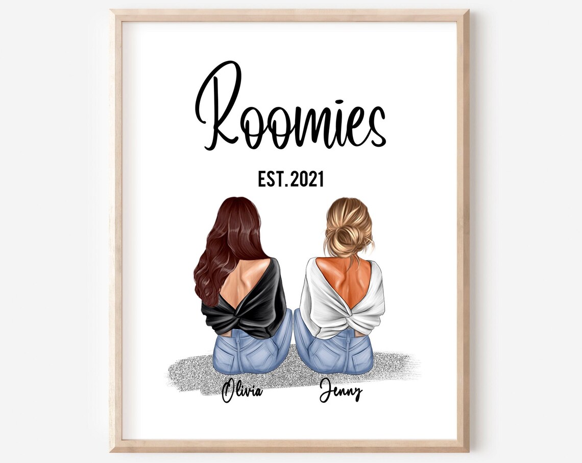 Roommates Personalized Illustration Art Print
