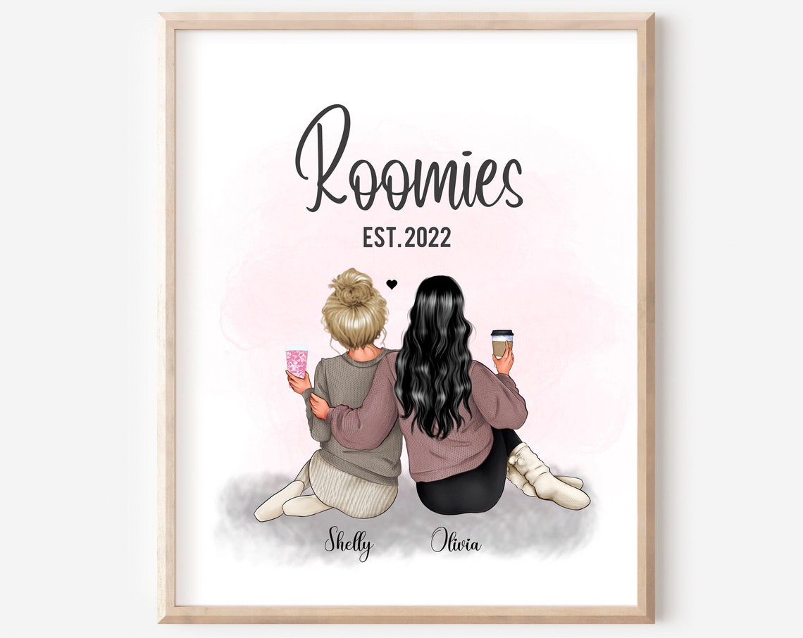Roomies Coffee Date Best Friends Est 2022 Cozy Portrait Poster