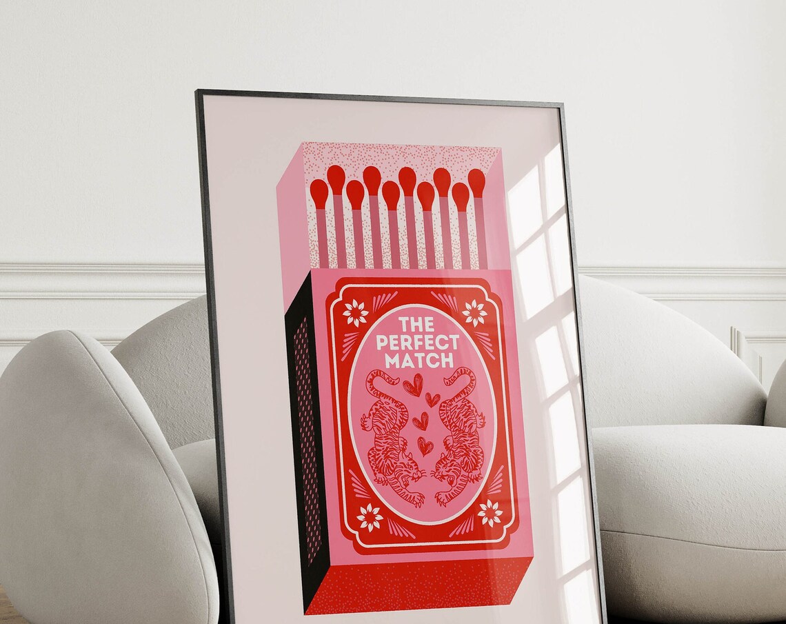 Perfect Match Art Print, Funky Bedroom Decor - Image 2