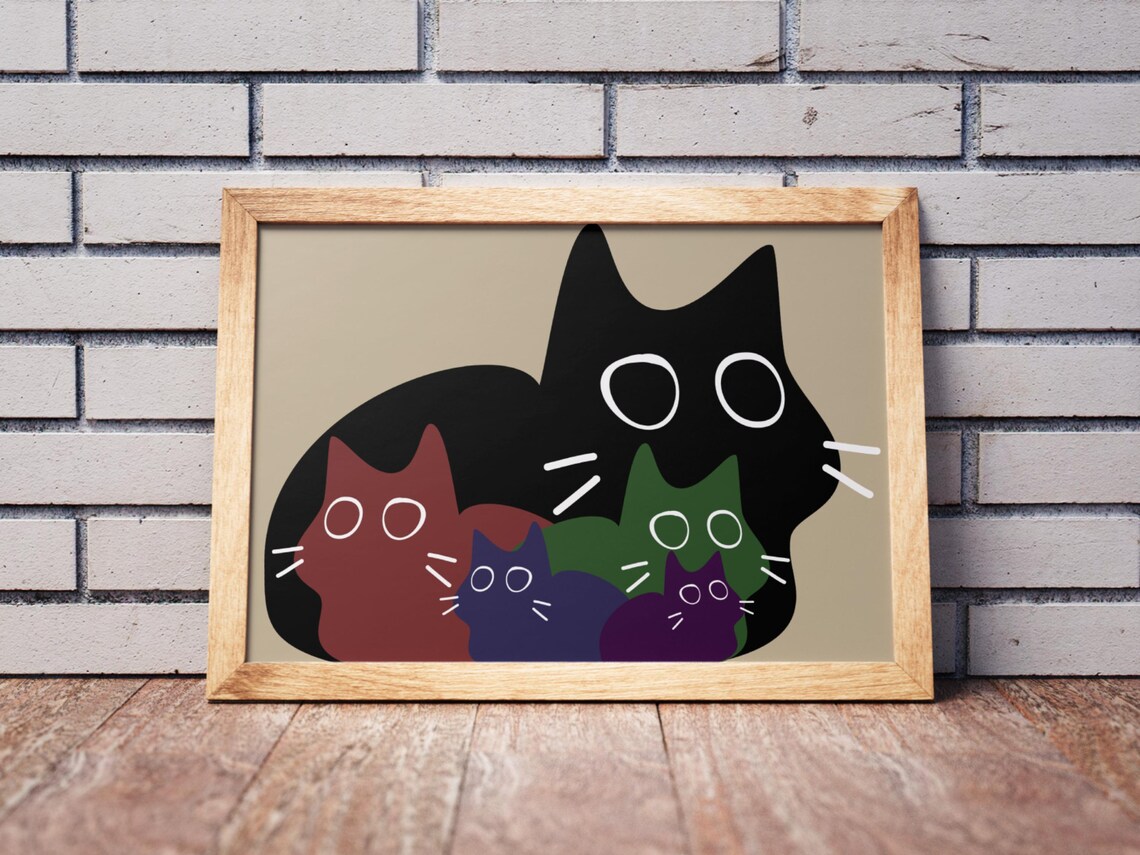 Cat Family Poster, Multi Color Cats For Home Or Office - Image 3