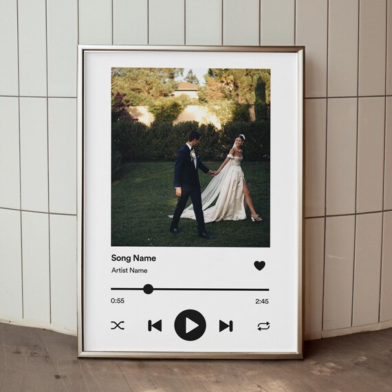 Custom Spotify Song Wedding Photo Personalized Couple Gift Wall Art