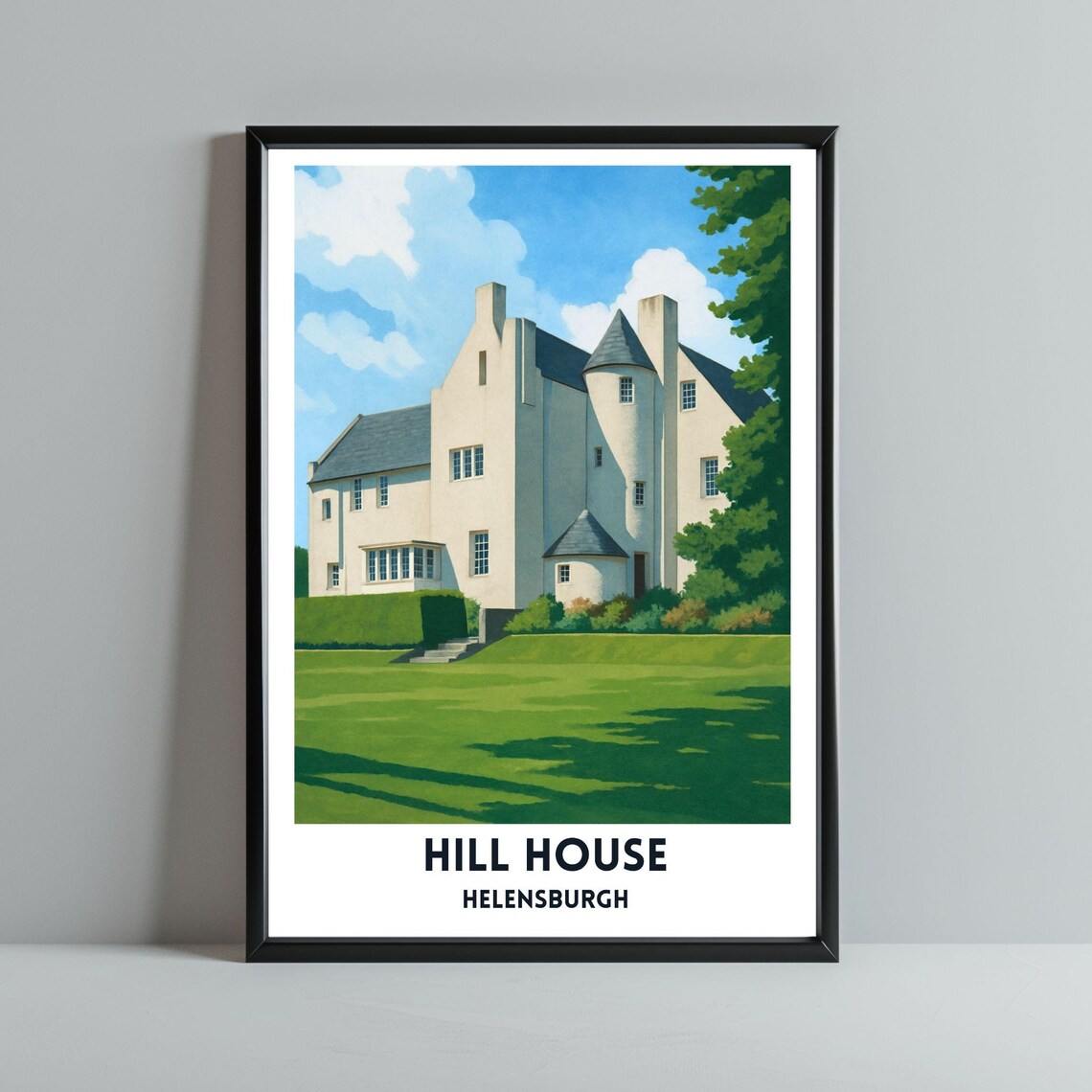 Hill House Helensburgh Scotland Vintage Architecture Travel Poster