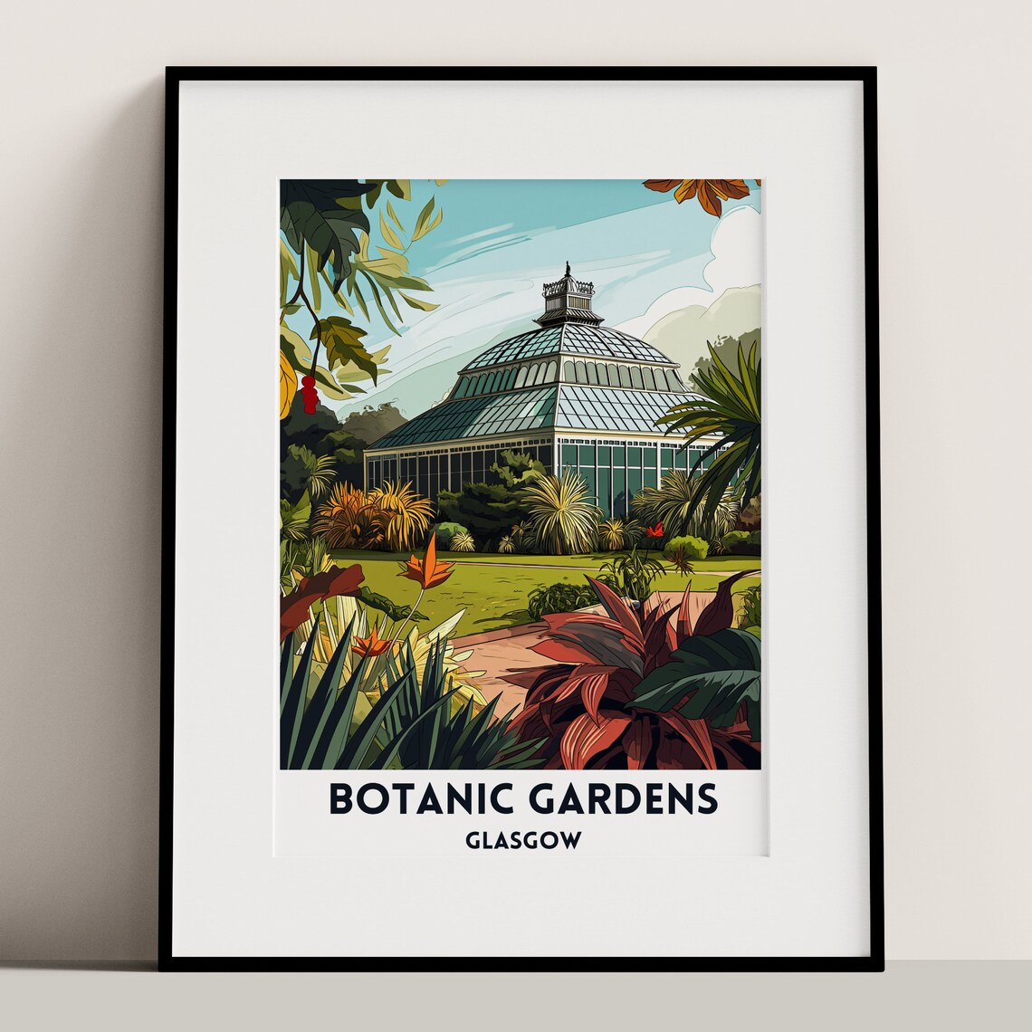 Glasgow Botanic Gardens Travel Poster, Cityscape Print