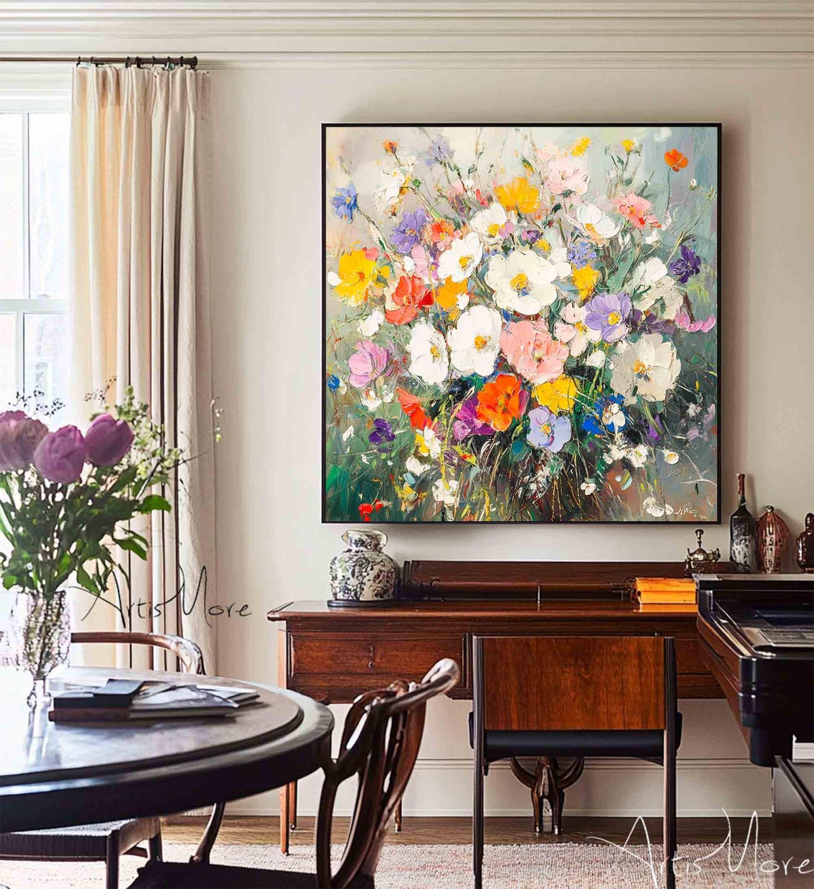 Colorful Wildflower Bouquet Abstract Floral Texture Wall Art Poster - Image 3