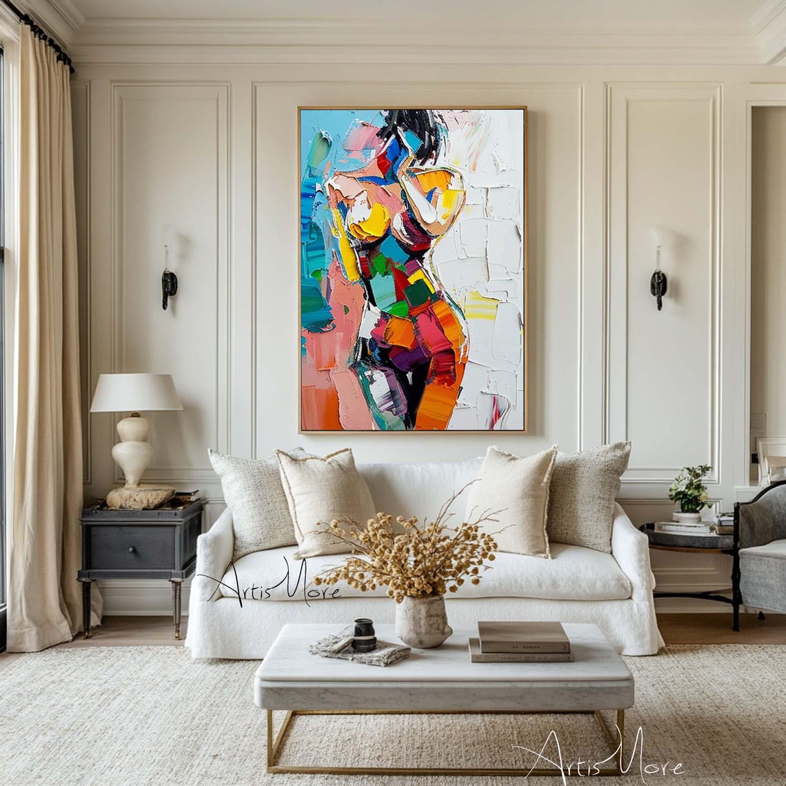 Female Power Portrait Art Abstract Woman Figure Painting Colorful Texture Painting Womans Body Painting 3d Texture Art Fashion Decor - Image 2