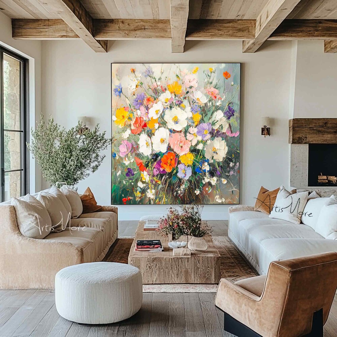 Colorful Wildflower Bouquet Abstract Floral Texture Wall Art Poster - Image 4