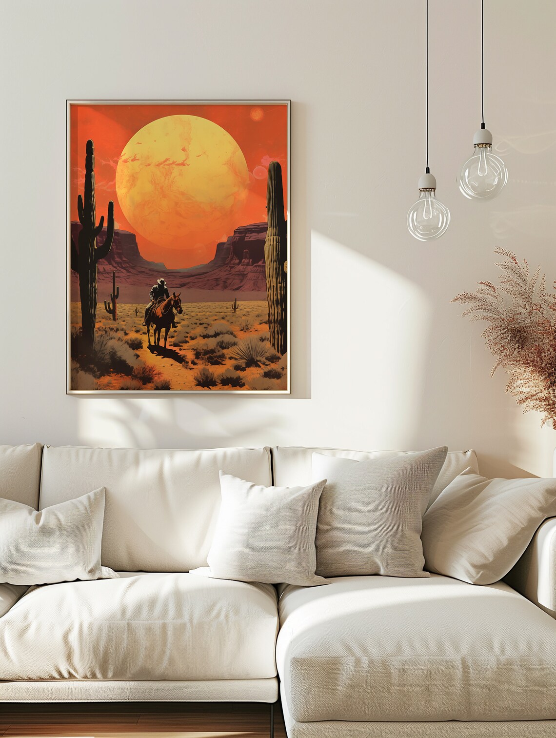 The Long Run Western Retro Cowboy Art Print - Image 2
