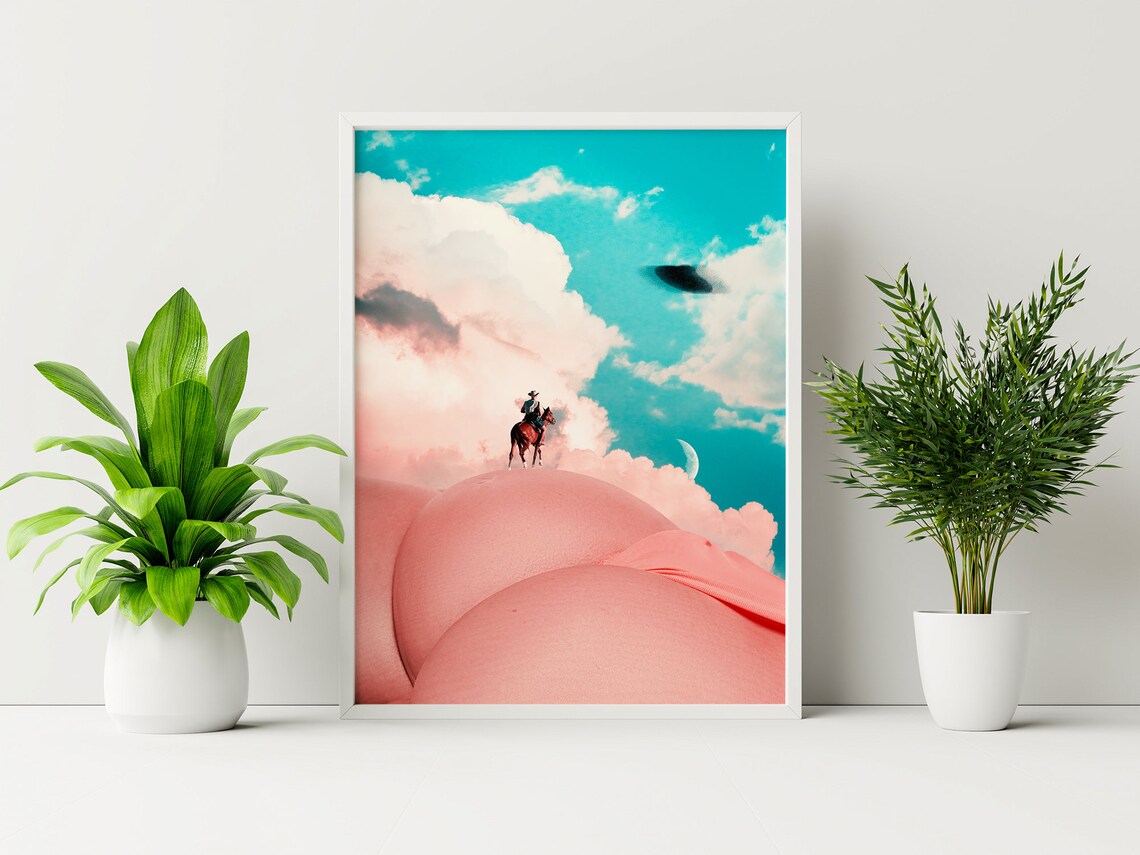 Booty Art Collage Cowboy Landscape Poster - Image 2